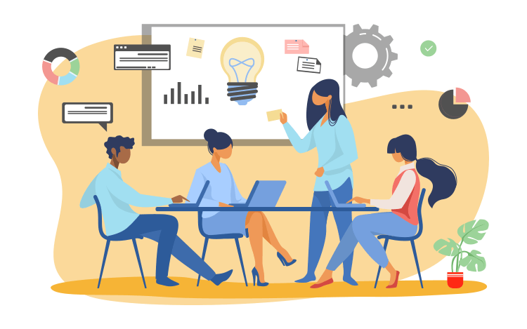 illustration of people working